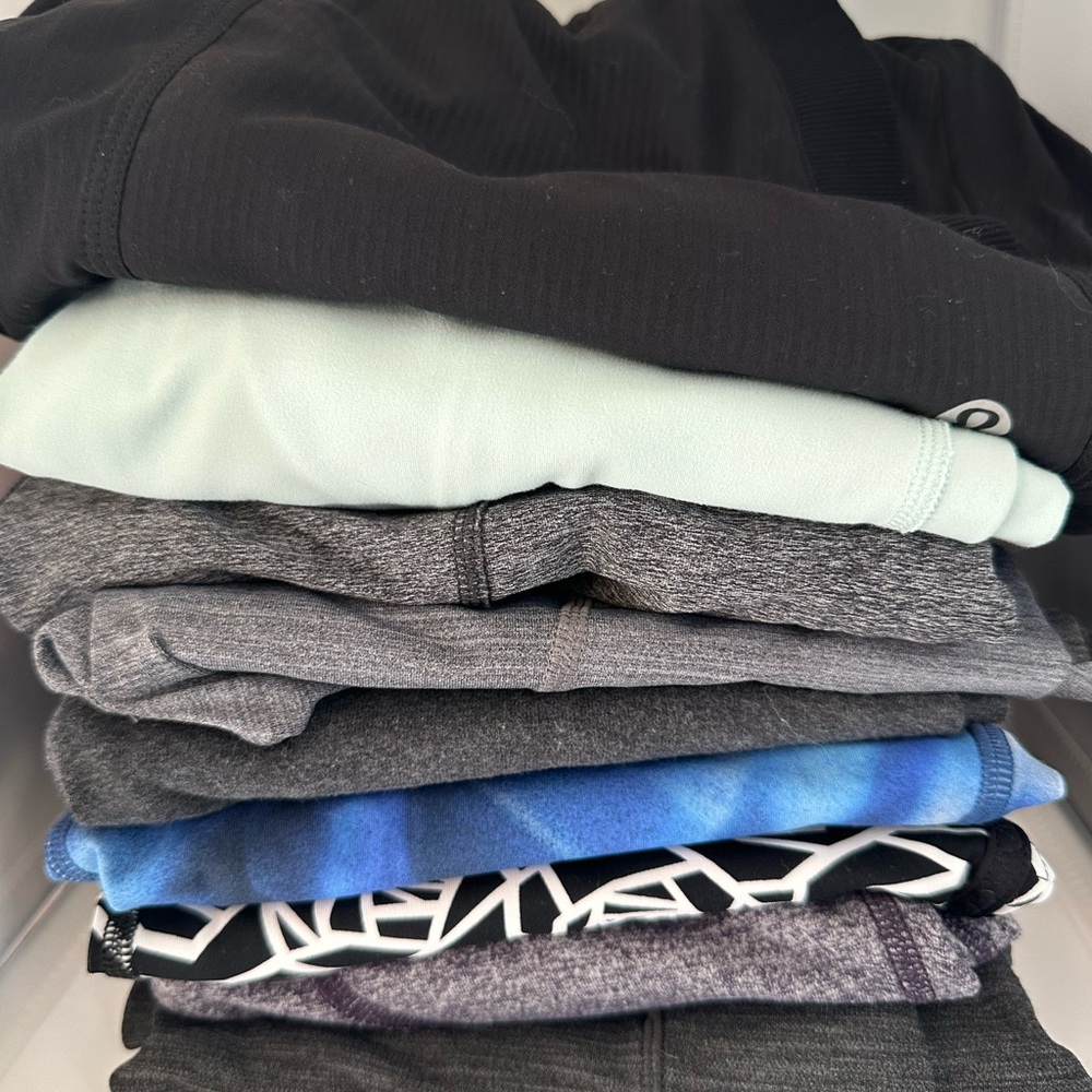 lululemon athletica Stack of Active Tops - Black, Mint, Gray, Blue